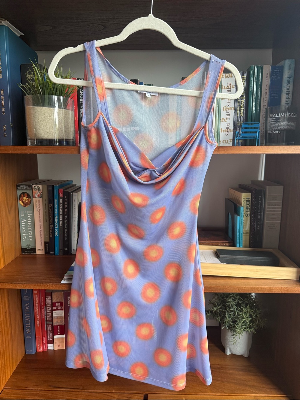 Miaou ginger mesh mini dress lavender with Orange Sunburst Print